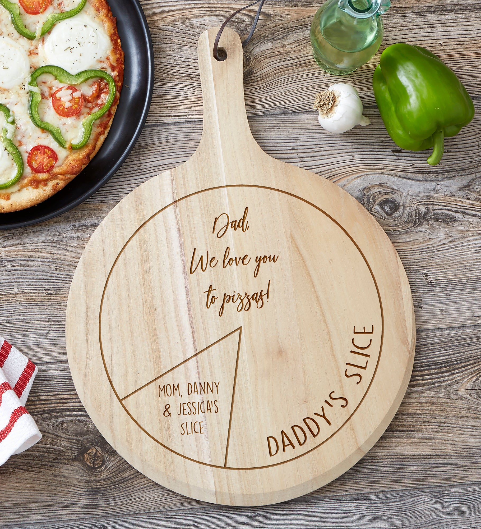We Love You to Pizzas Personalized 2 Piece Pizza Board Gift Set